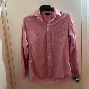 Faconnable Men's Red and White Striped Button Down Shirt